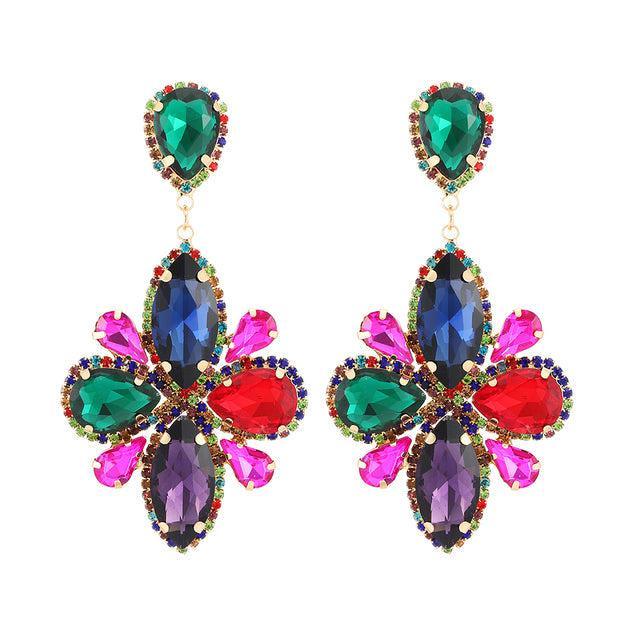 Classic Crystal Floral Dangle Earrings - Statement Jewelry for Special Occasions - Lucid Fantasy 