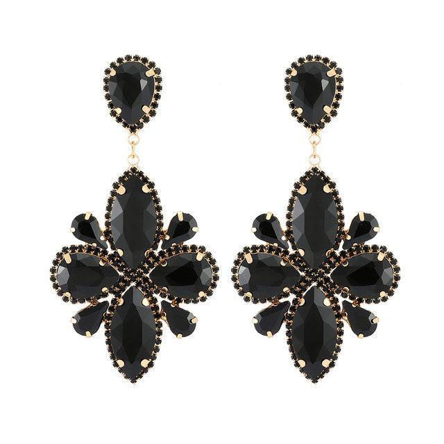 Classic Crystal Floral Dangle Earrings - Statement Jewelry for Special Occasions - Lucid Fantasy 