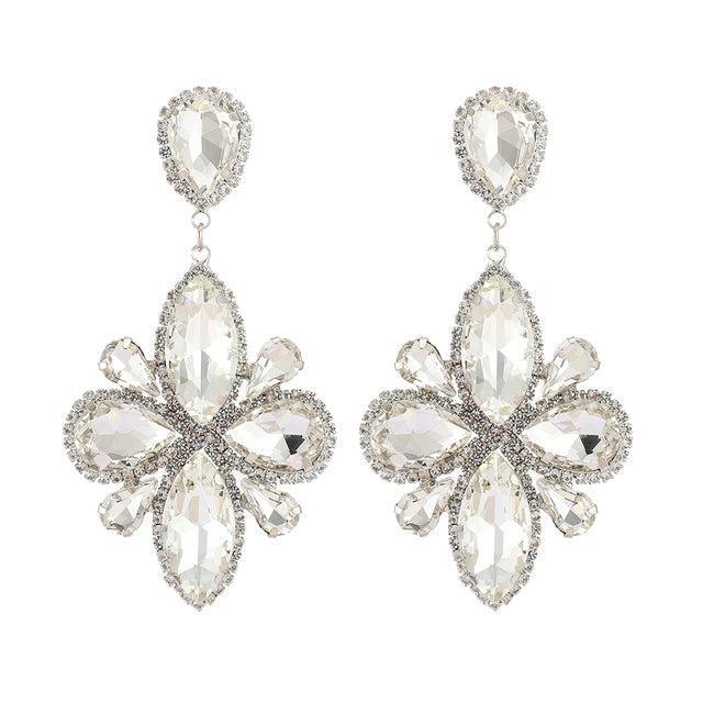 Classic Crystal Floral Dangle Earrings - Statement Jewelry for Special Occasions - Lucid Fantasy 