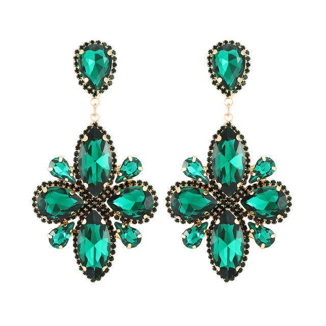 Classic Crystal Floral Dangle Earrings - Statement Jewelry for Special Occasions - Lucid Fantasy 