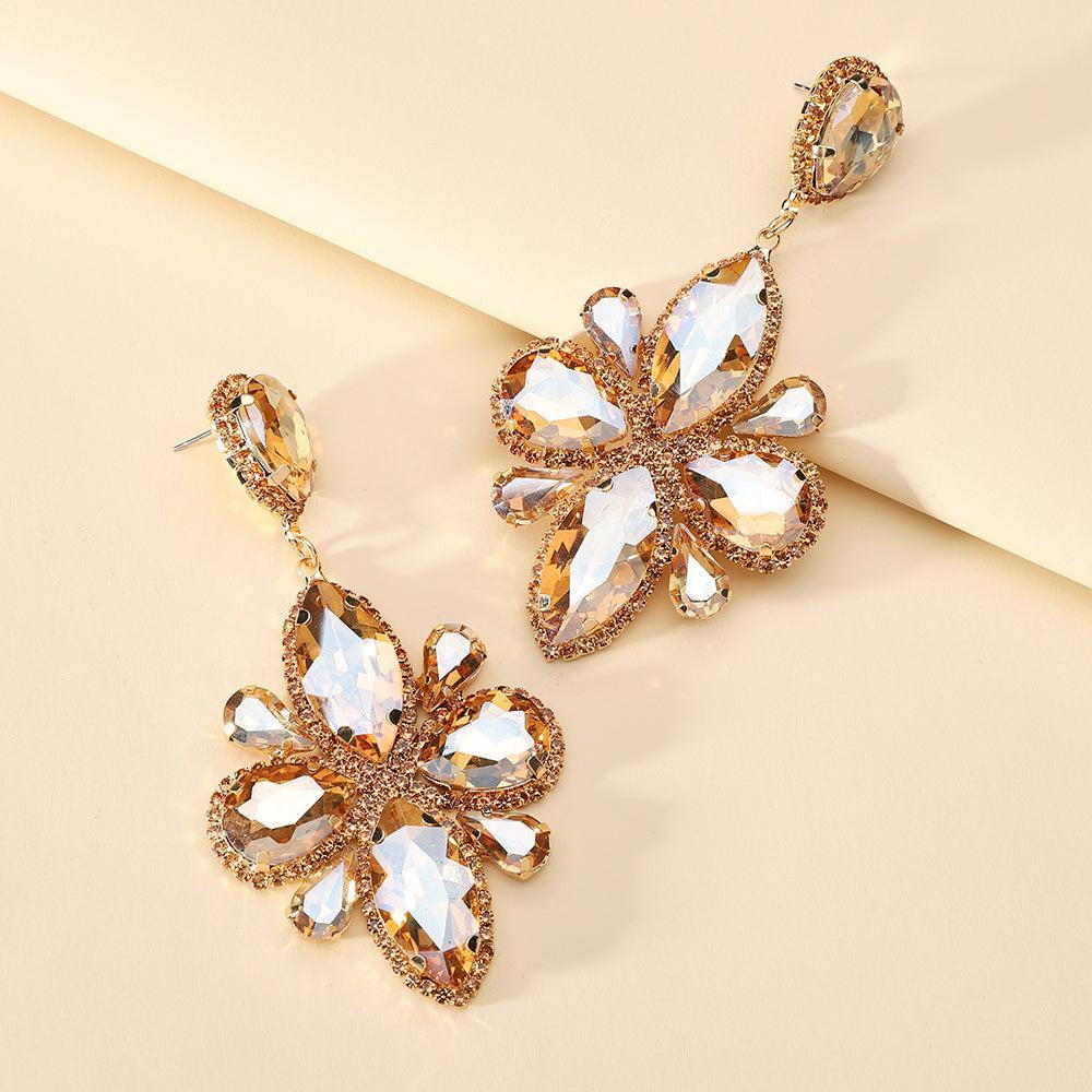 Classic Crystal Floral Dangle Earrings - Statement Jewelry for Special Occasions - Lucid Fantasy 