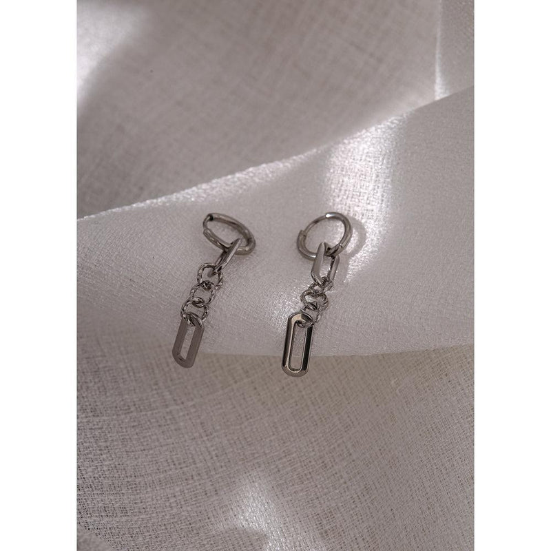 Classic Geometric Metallic Chain Link Longline Hoop Earrings - Lucid Fantasy 