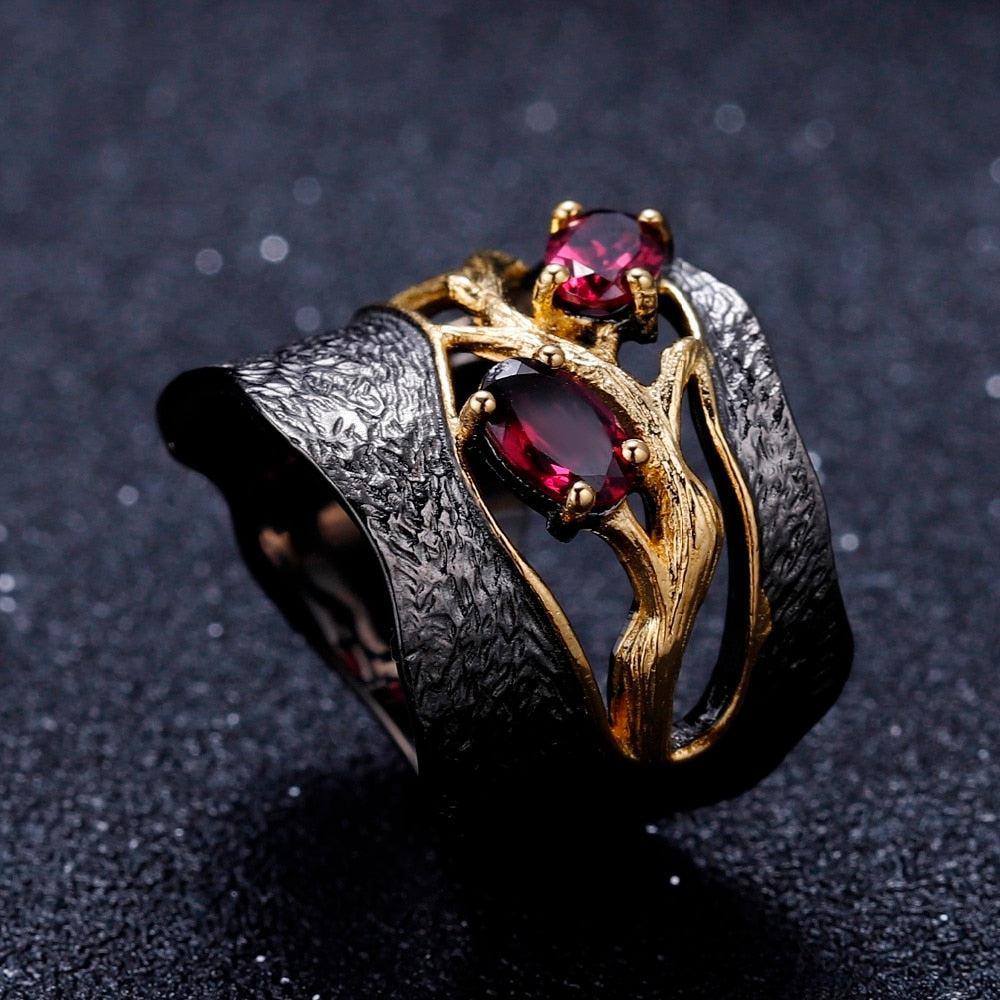 Classic Gold-Dipped Sterling Silver Rhodolite Garnet Wrap Ring - Lucid Fantasy 