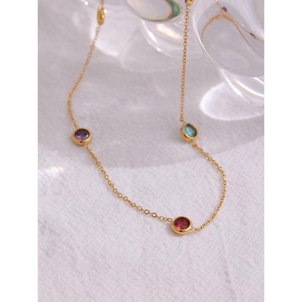 Classic Gold-Plated Chain Link Necklace with CZ Pendant - Lucid Fantasy 