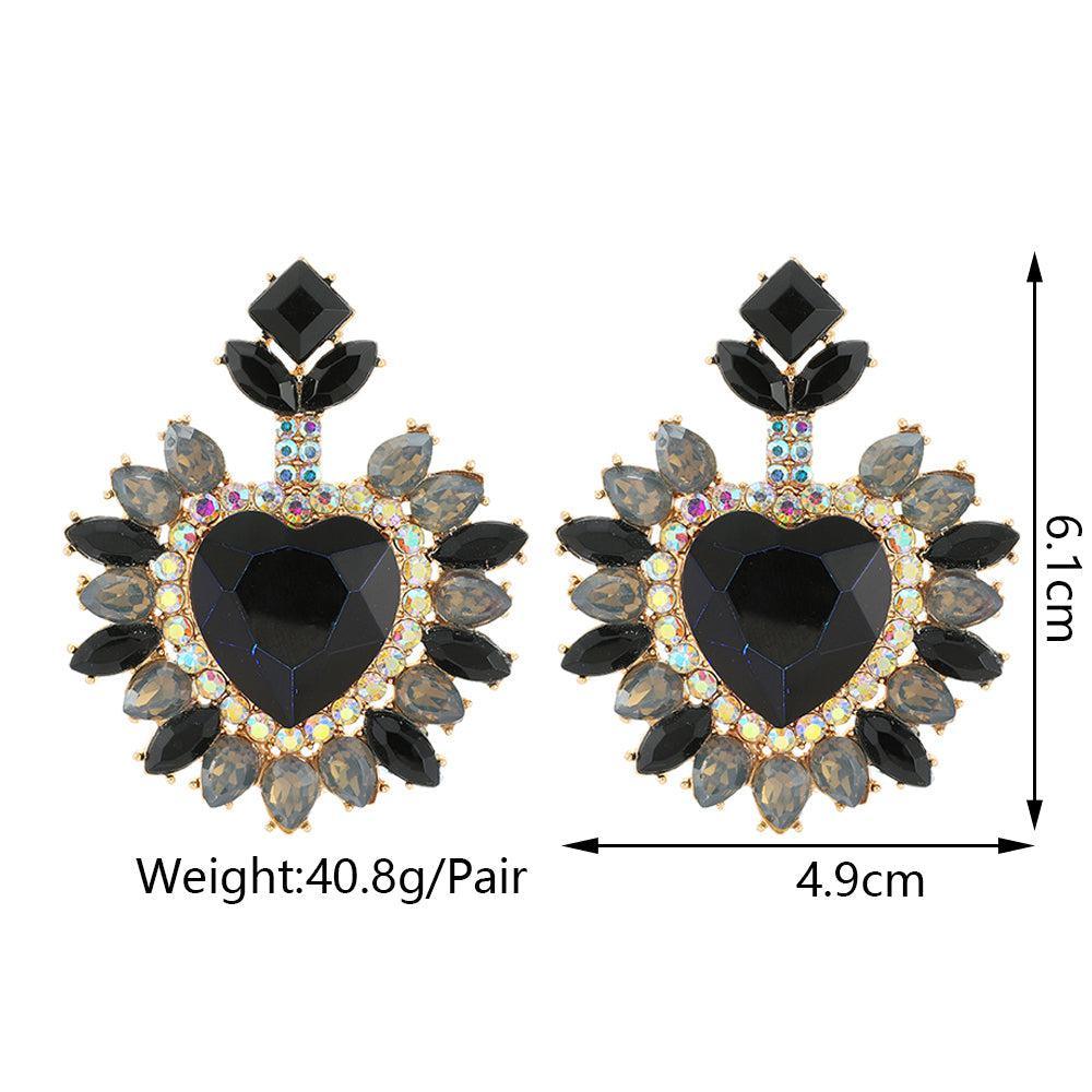 Classic Heart Halo Crystal Dangle Drop Earrings - Lucid Fantasy 