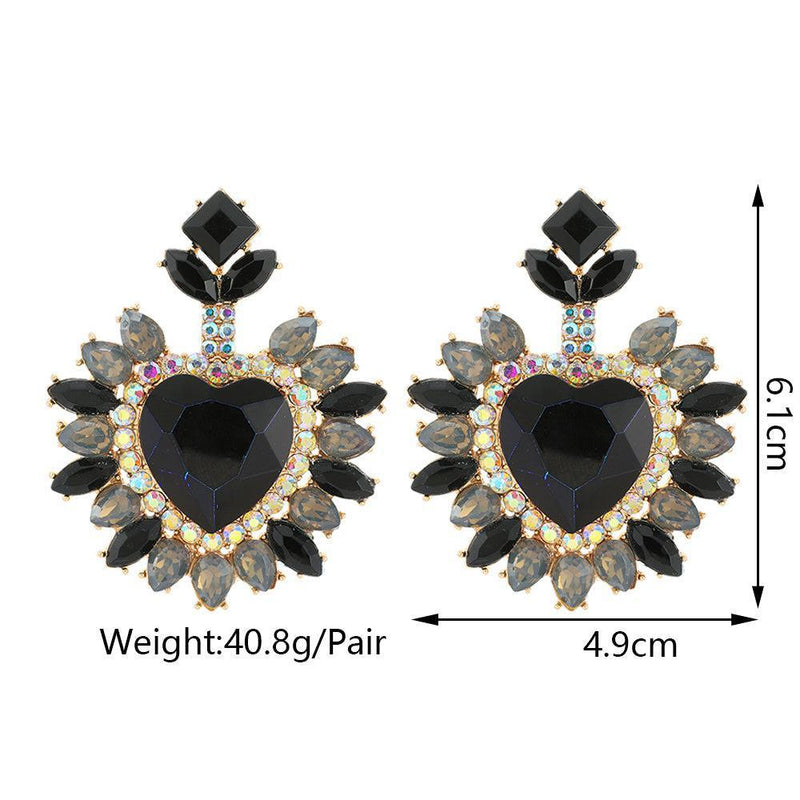 Classic Heart Halo Crystal Dangle Drop Earrings - Lucid Fantasy 