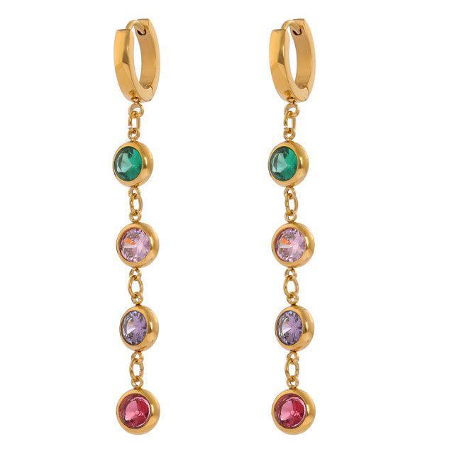 Classic Longline Gold CZ Link Drop Earrings - Lucid Fantasy 