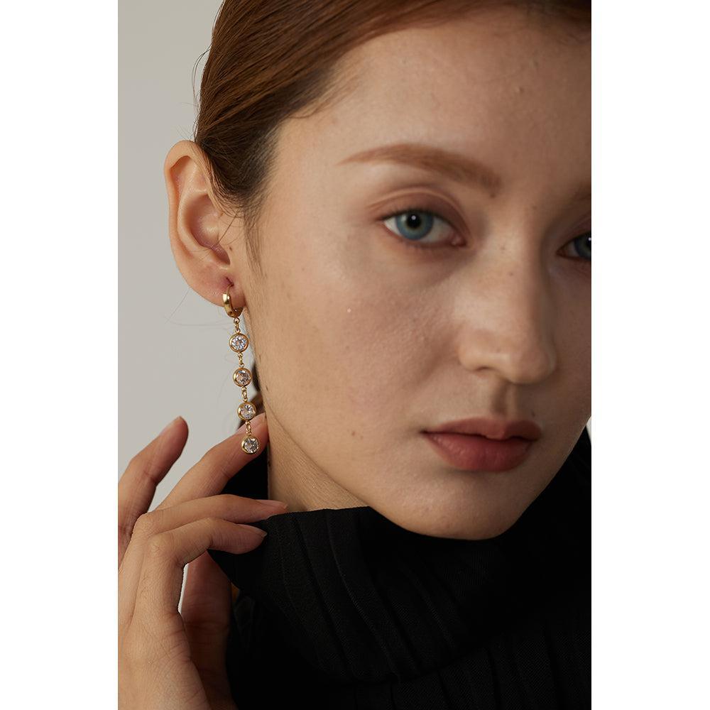 Classic Longline Gold CZ Link Drop Earrings - Lucid Fantasy 