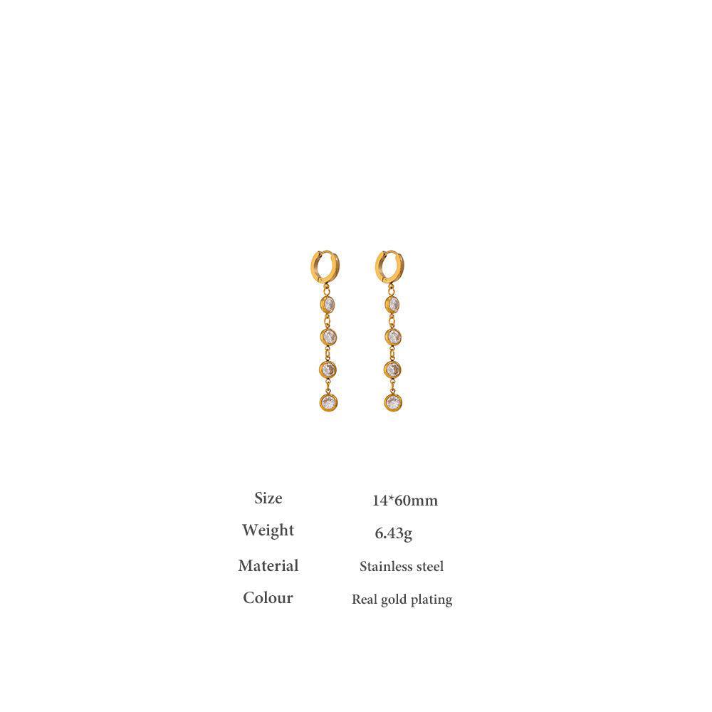 Classic Longline Gold CZ Link Drop Earrings - Lucid Fantasy 