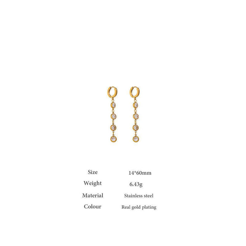 Classic Longline Gold CZ Link Drop Earrings - Lucid Fantasy 