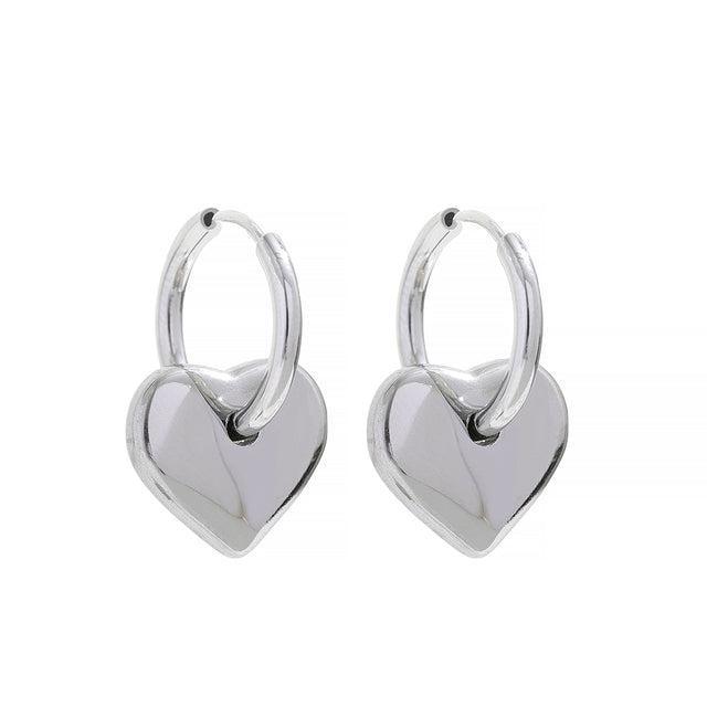 Classic Metallic Heart Hoop Dangle Earrings - Lucid Fantasy 