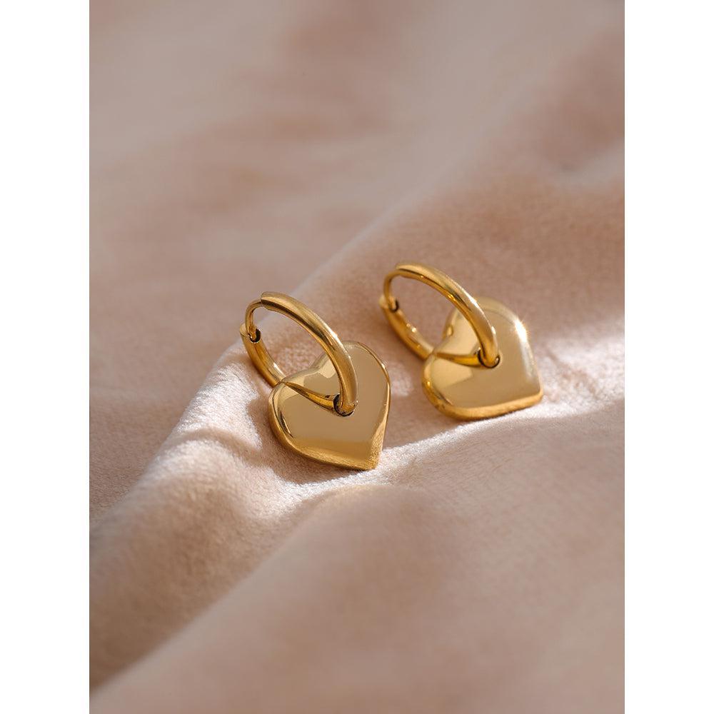 Classic Metallic Heart Hoop Dangle Earrings - Lucid Fantasy 