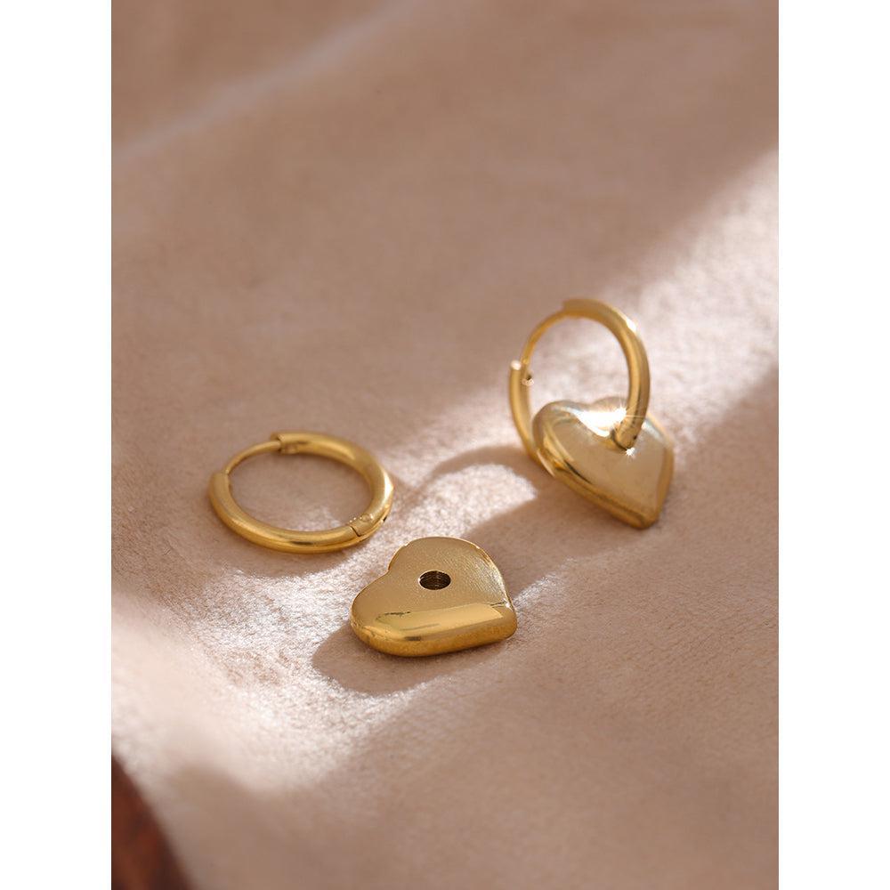 Classic Metallic Heart Hoop Dangle Earrings - Lucid Fantasy 