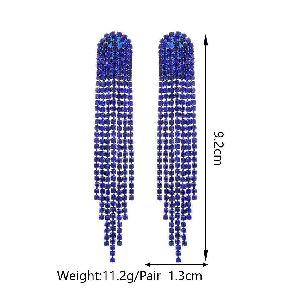 Classic Rhinestone Tassel Statement Earrings with Crystal Links - Lucid Fantasy 