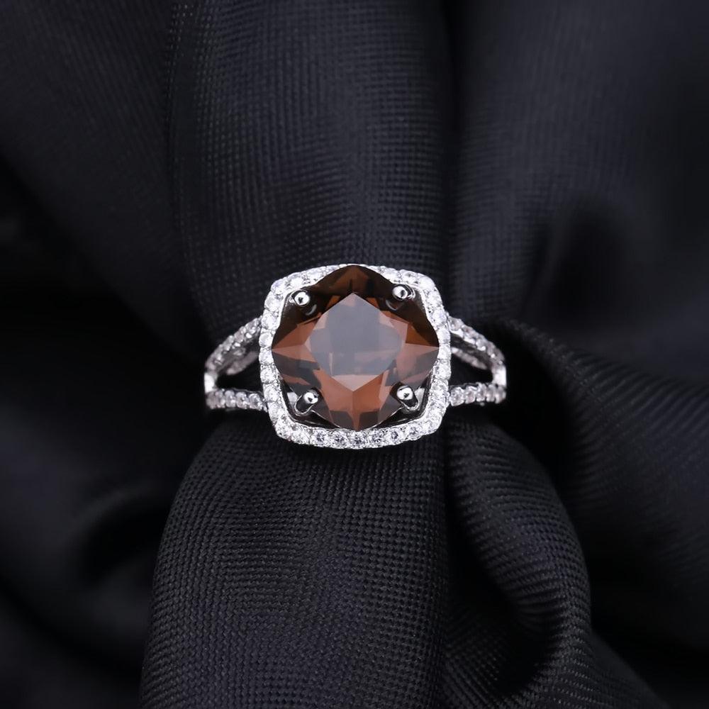 Classic Smoky Quartz and Cubic Zirconia Sterling Silver Ring - Lucid Fantasy 