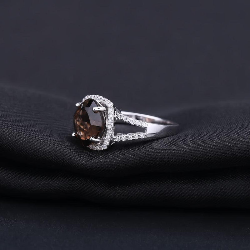 Classic Smoky Quartz and Cubic Zirconia Sterling Silver Ring - Lucid Fantasy 