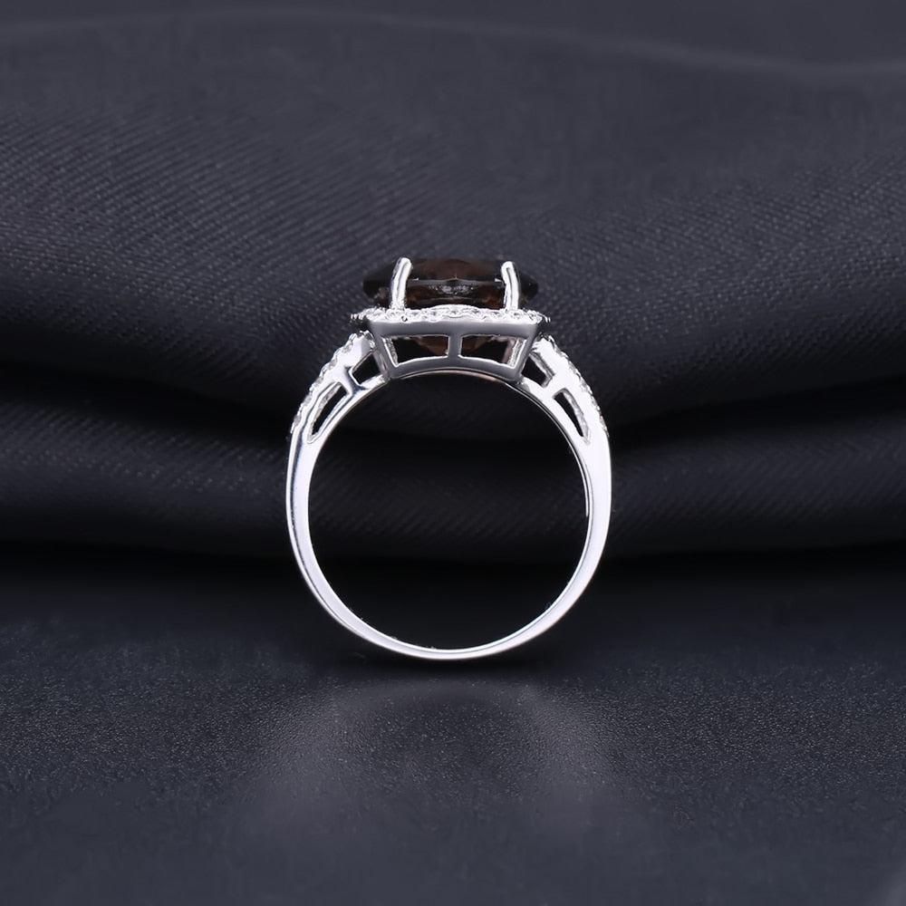 Classic Smoky Quartz and Cubic Zirconia Sterling Silver Ring - Lucid Fantasy 