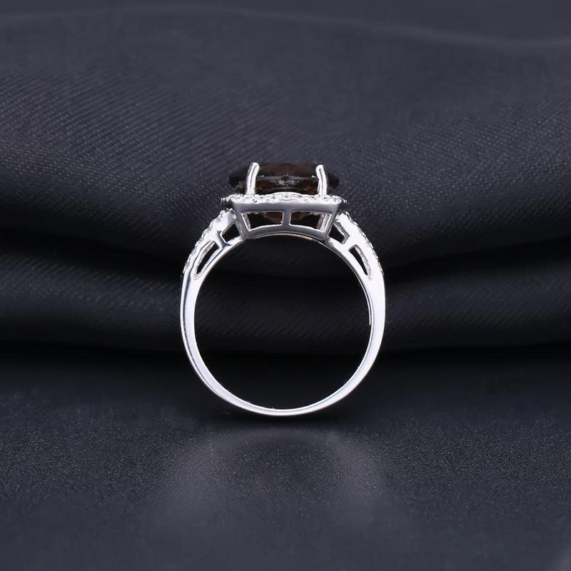 Classic Smoky Quartz and Cubic Zirconia Sterling Silver Ring - Lucid Fantasy 