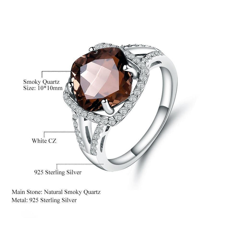 Classic Smoky Quartz and Cubic Zirconia Sterling Silver Ring - Lucid Fantasy 