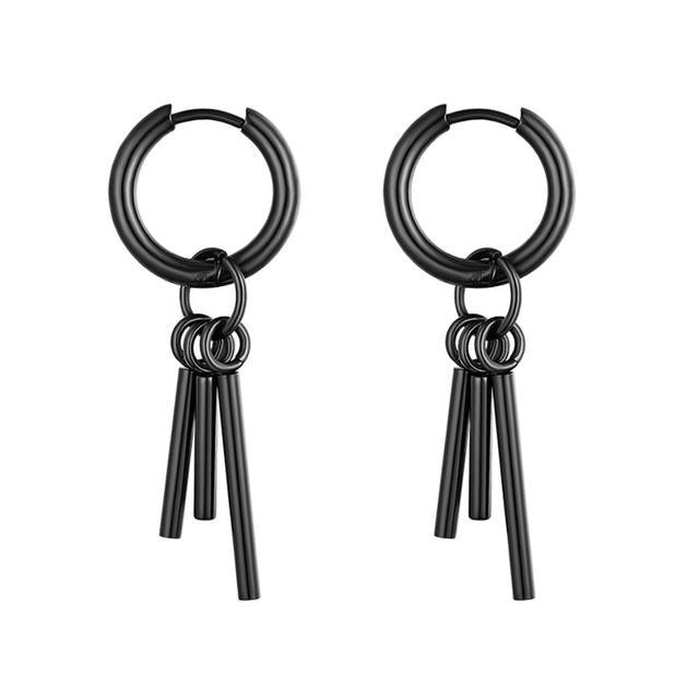 Contemporary Stainless Steel Triple Dangle Hoop Earrings - Lucid Fantasy 