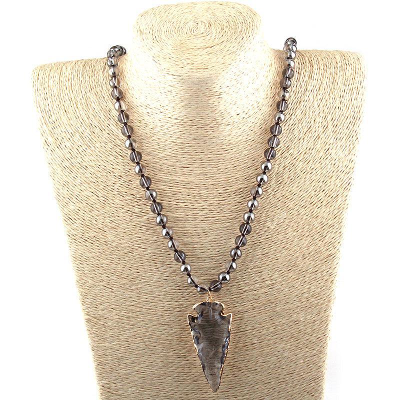 Crystal Arrowhead Pendant Bead Necklace - Lucid Fantasy 