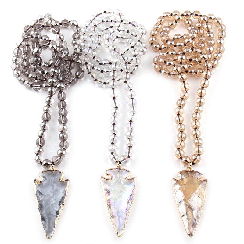 Crystal Arrowhead Pendant Bead Necklace - Lucid Fantasy 