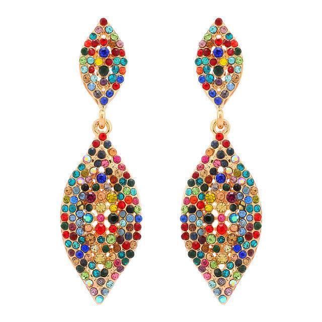 Deluxe Crystal-Inlaid Dangle Earrings with Rhinestone Accents - Lucid Fantasy 