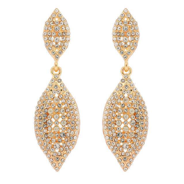 Deluxe Crystal-Inlaid Dangle Earrings with Rhinestone Accents - Lucid Fantasy 