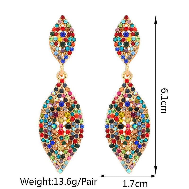 Deluxe Crystal-Inlaid Dangle Earrings with Rhinestone Accents - Lucid Fantasy 