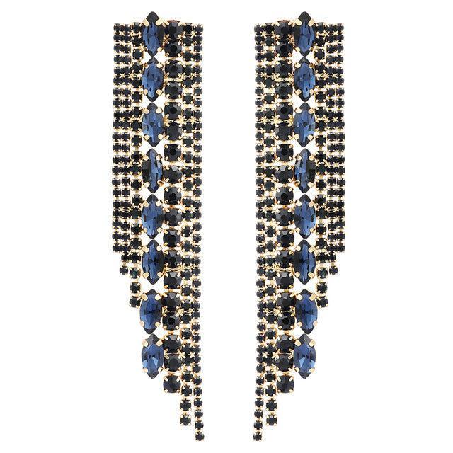 Deluxe Crystal Tassel Drop Earrings for Elegant Events - Lucid Fantasy 