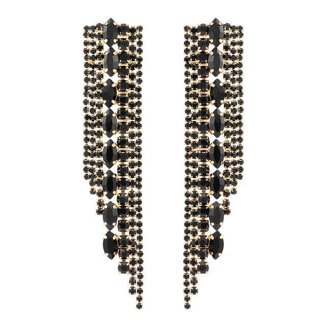 Deluxe Crystal Tassel Drop Earrings for Elegant Events - Lucid Fantasy 