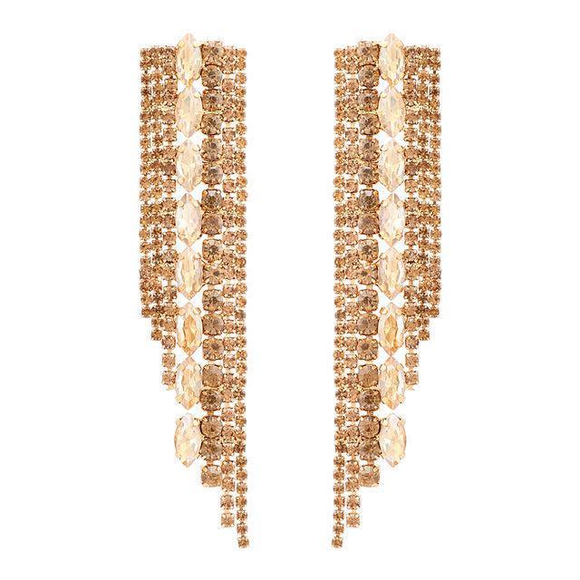 Deluxe Crystal Tassel Drop Earrings for Elegant Events - Lucid Fantasy 