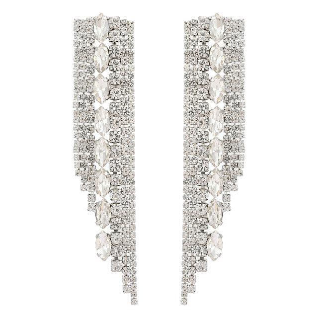 Deluxe Crystal Tassel Drop Earrings for Elegant Events - Lucid Fantasy 