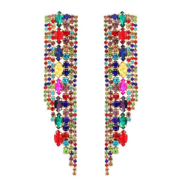 Deluxe Crystal Tassel Drop Earrings for Elegant Events - Lucid Fantasy 