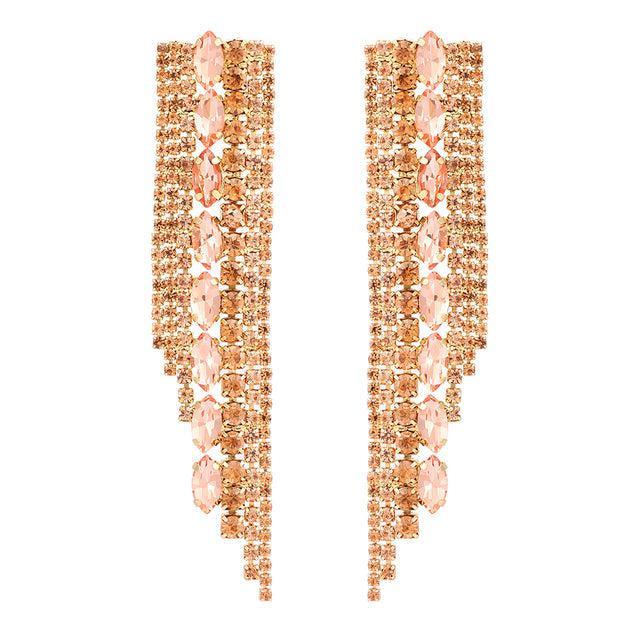 Deluxe Crystal Tassel Drop Earrings for Elegant Events - Lucid Fantasy 