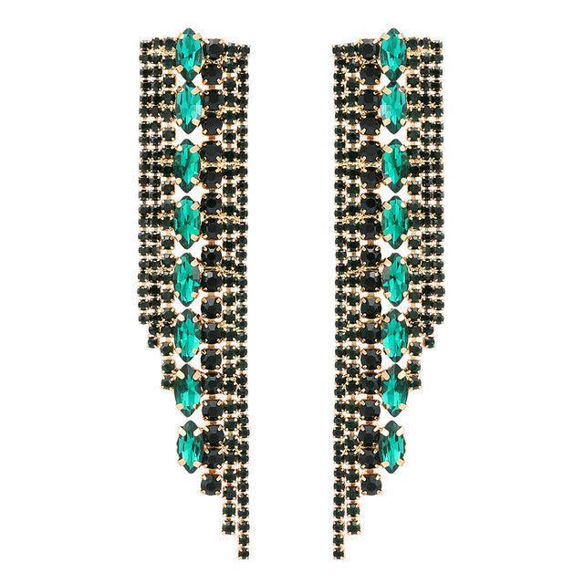 Deluxe Crystal Tassel Drop Earrings for Elegant Events - Lucid Fantasy 