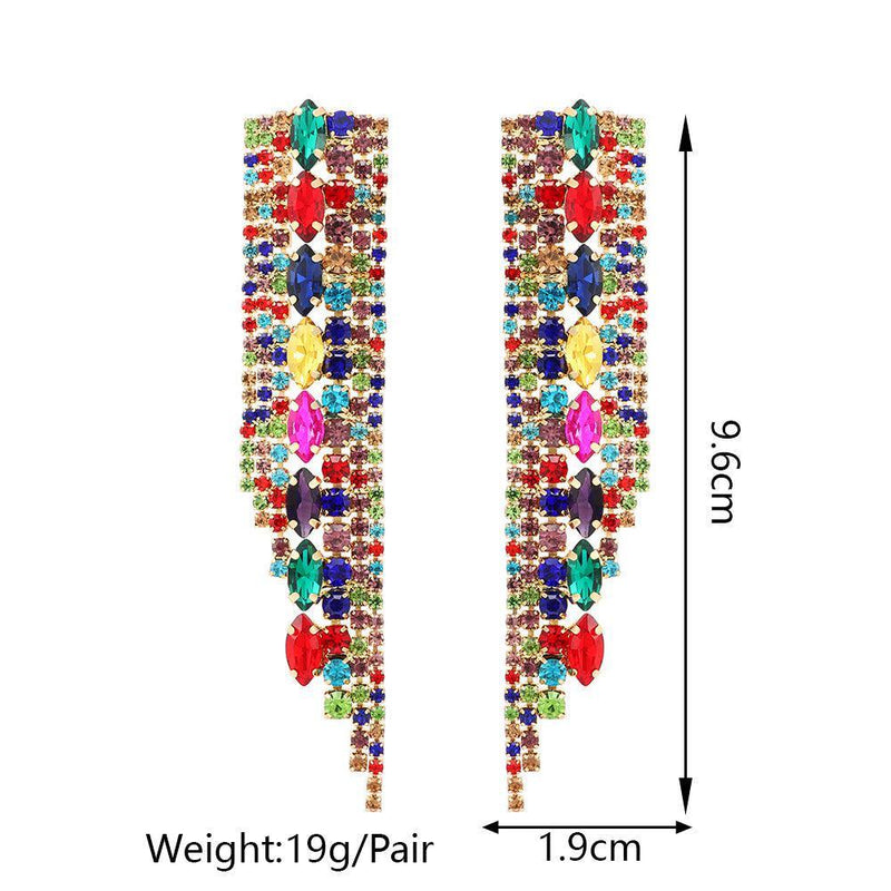 Deluxe Crystal Tassel Drop Earrings for Elegant Events - Lucid Fantasy 