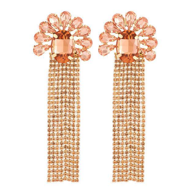 Deluxe Rhinestone Tassel Drop Earrings for a Bold Fashion Statement - Lucid Fantasy 