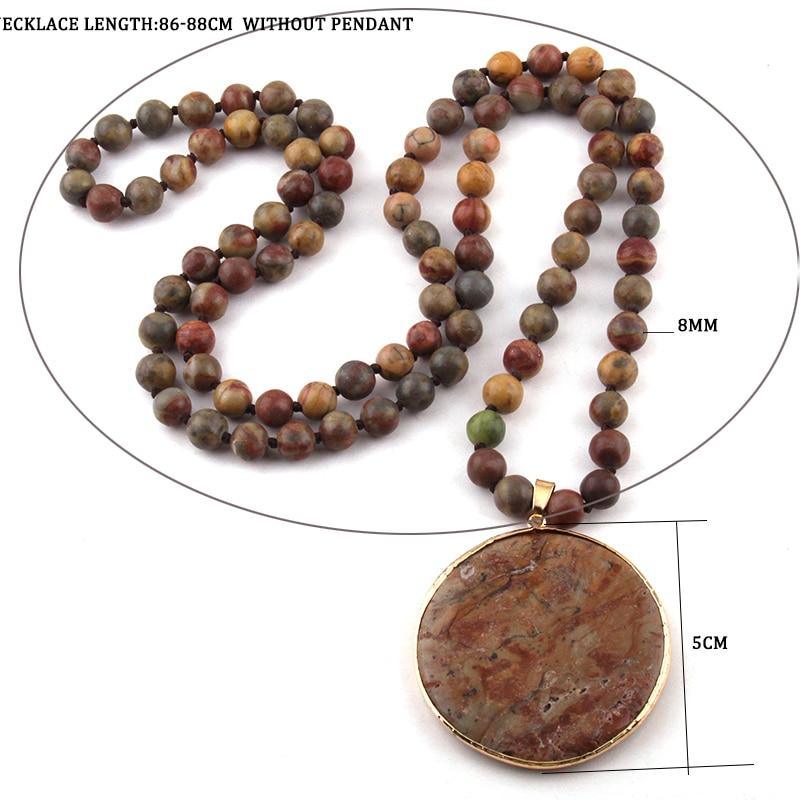 Earthy Bohemian Round Stone Pendant Necklace - Lucid Fantasy 