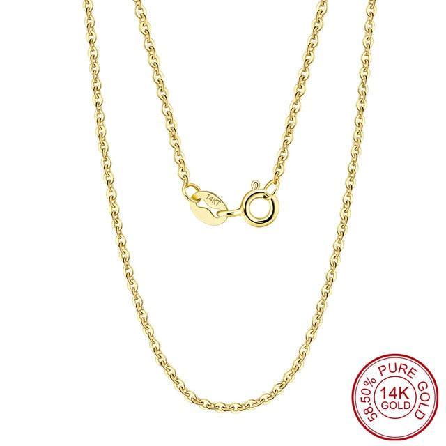 Elegant 14k Gold Chain Necklace - Available in Yellow, Rose, and White Gold, Multiple Lengths - Lucid Fantasy 