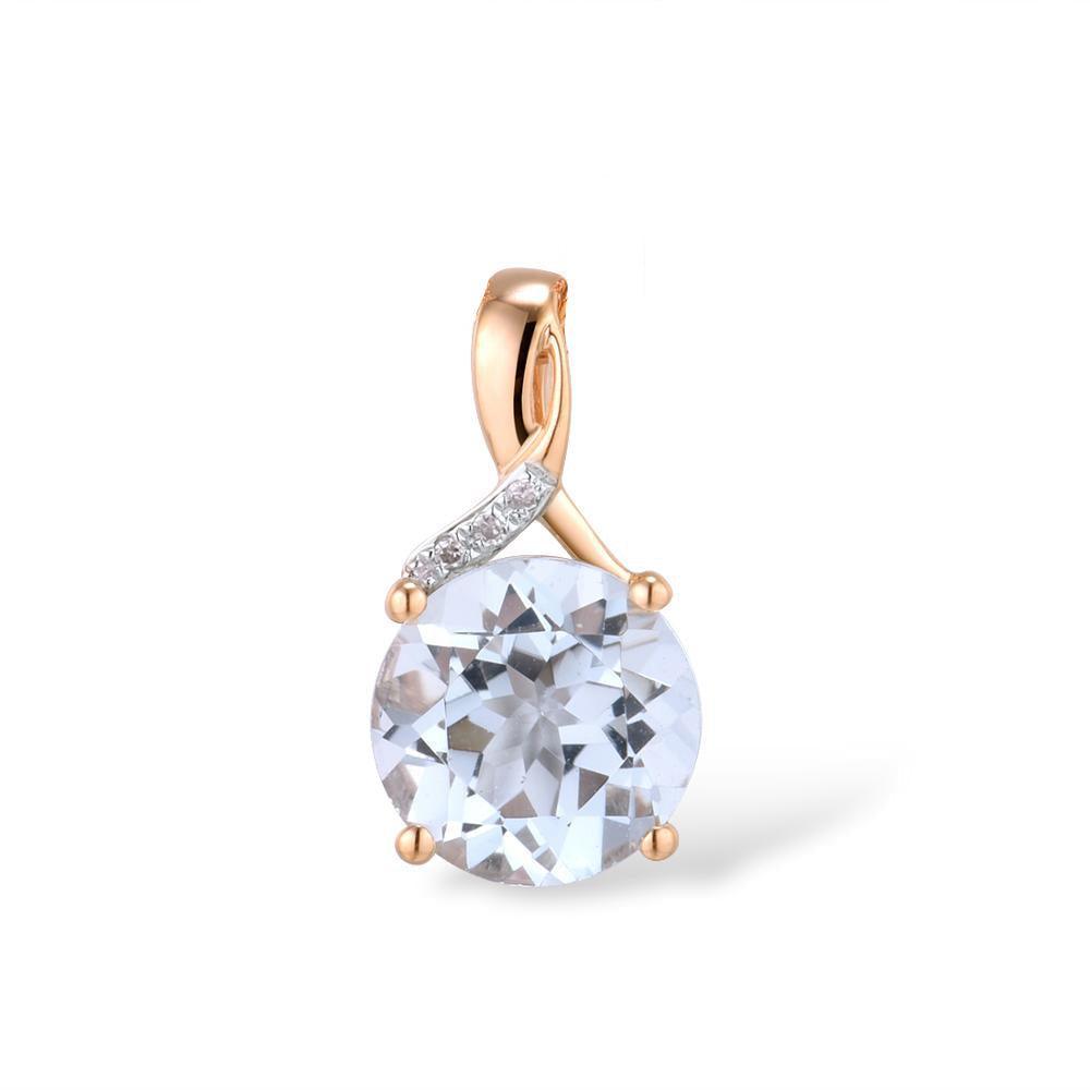 Elegant 14k Rose Gold Pave Twist Pendant with 2.6ct Sky Blue Topaz and Dazzling Diamond Accents - Lucid Fantasy 