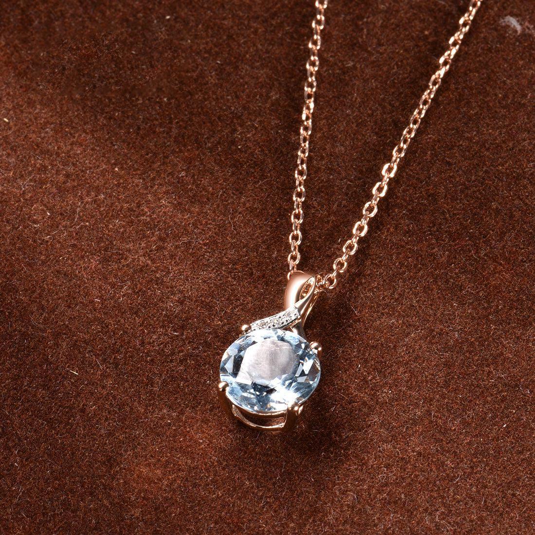 Elegant 14k Rose Gold Pave Twist Pendant with 2.6ct Sky Blue Topaz and Dazzling Diamond Accents - Lucid Fantasy 