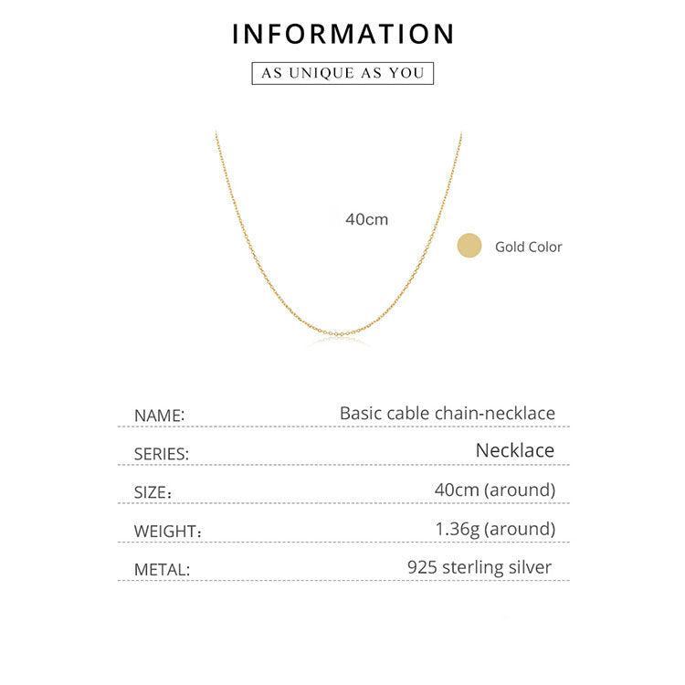 Elegant 45cm Sterling Silver Necklace Chain - Luxurious Gold Plated - Fine Jewelry for Every Occasion - Lucid Fantasy 