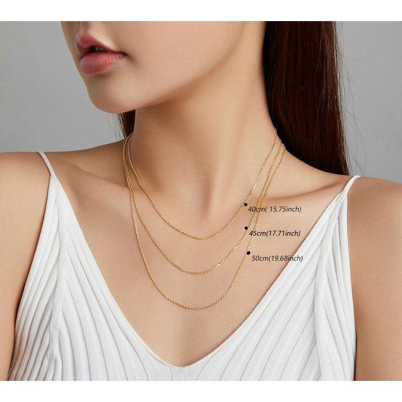 Elegant 45cm Sterling Silver Necklace Chain - Luxurious Gold Plated - Fine Jewelry for Every Occasion - Lucid Fantasy 