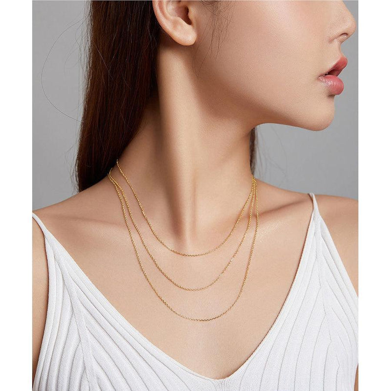 Elegant 45cm Sterling Silver Necklace Chain - Luxurious Gold Plated - Fine Jewelry for Every Occasion - Lucid Fantasy 