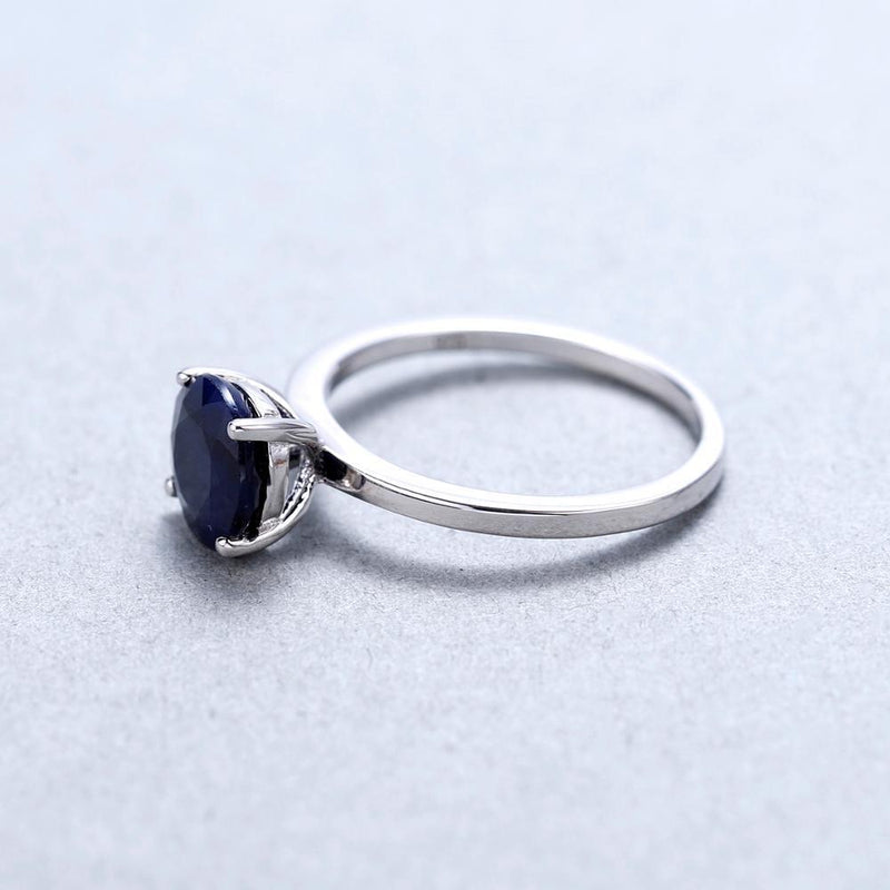 Elegant 925 Sterling Silver Blue Sapphire Solitaire Ring - Lucid Fantasy 