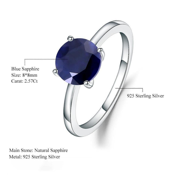 Elegant 925 Sterling Silver Blue Sapphire Solitaire Ring - Lucid Fantasy 