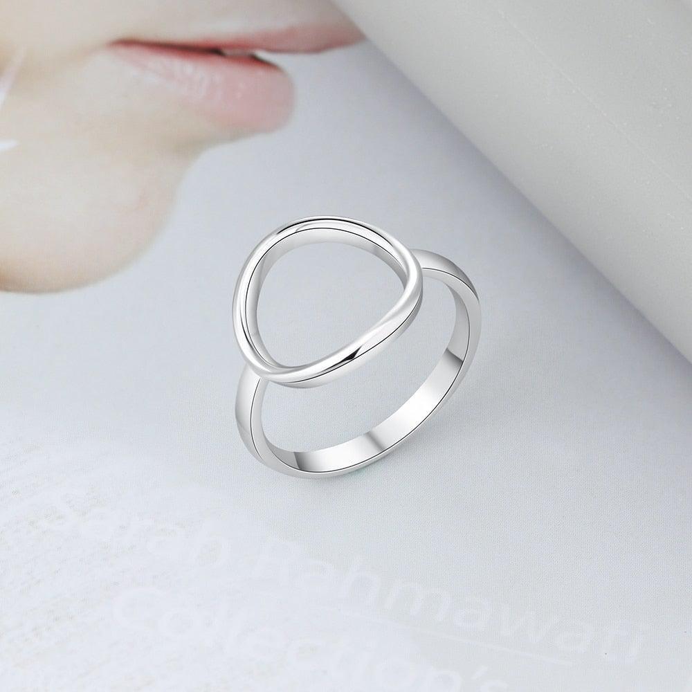 Elegant 925 Sterling Silver Minimalist Open Circle Ring - Lucid Fantasy 