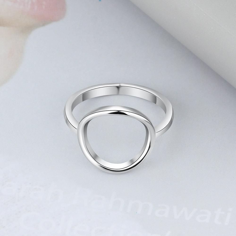 Elegant 925 Sterling Silver Minimalist Open Circle Ring - Lucid Fantasy 