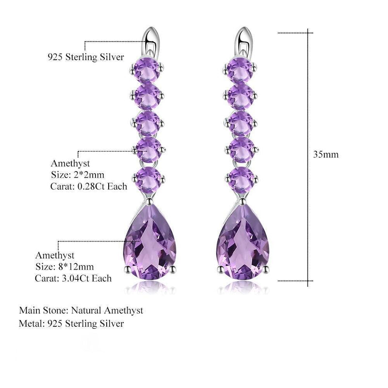 Elegant Amethyst Drop Earrings in Sterling Silver - Lucid Fantasy 